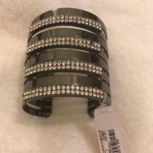 Cuff bracelet. Gunmetal and rhinestone. NWT